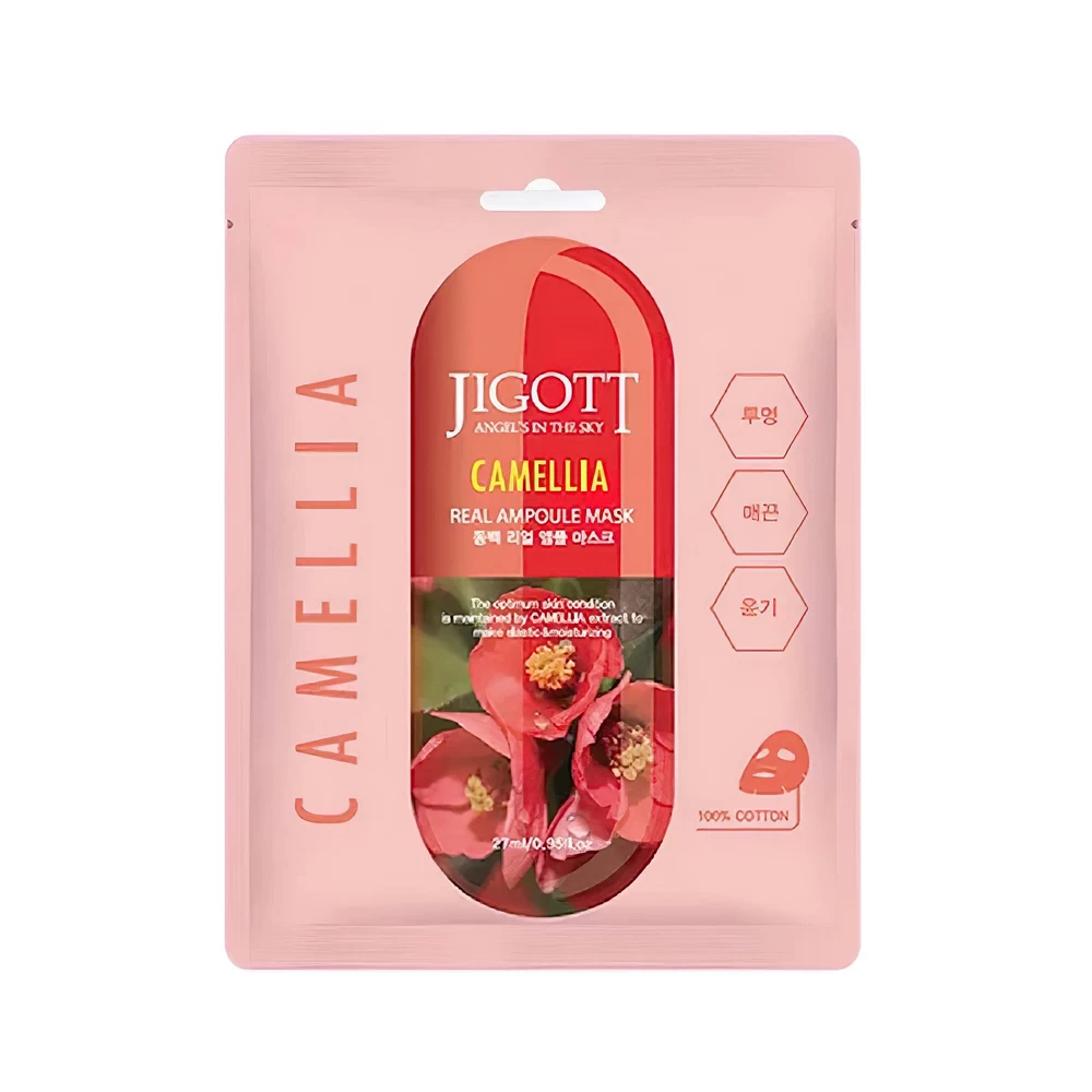 JIGOTT Yuz uchun mato niqob CAMELLIA REAL AMPOULE MASK